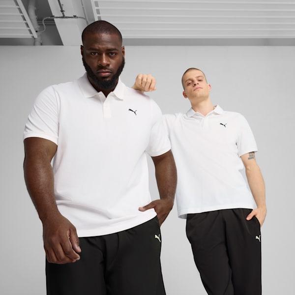Camiseta tipo polo Essentials de piqué para hombre, PUMA White, extralarge